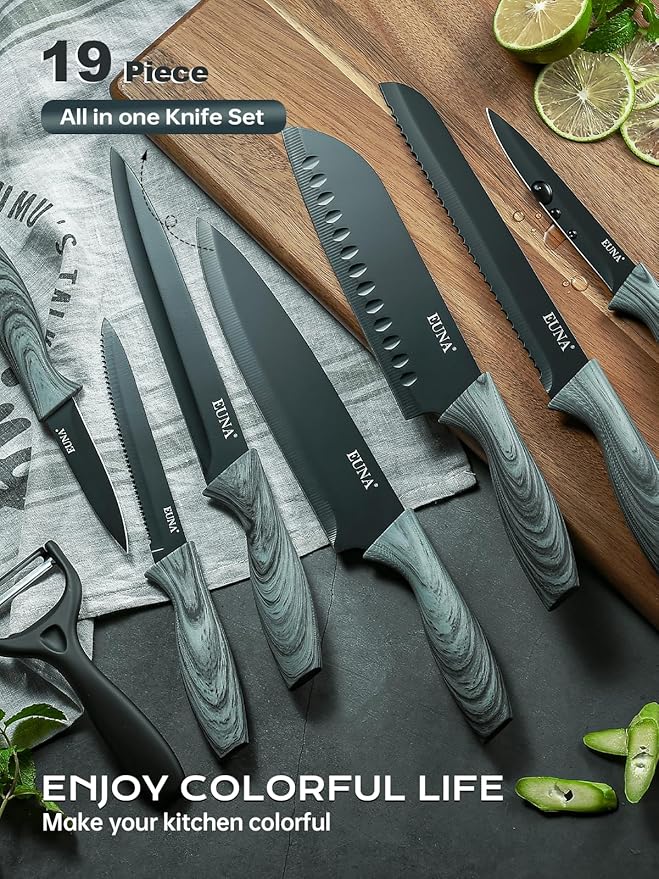 EUNA Knife Block Set, German High-Carbon Stainless Steel Knife Sets - Image 5