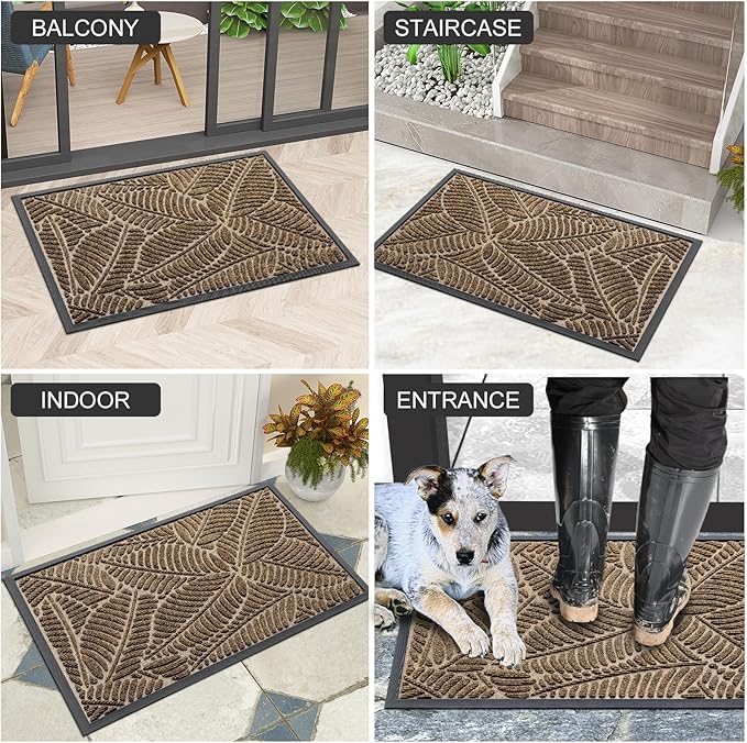 Colorxy Waterproof Doormat, Sturdy Natural Rubber Front Indoor Mat, Non Slip - Image 6
