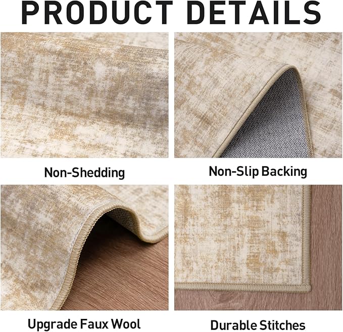 4x6 Area Rugs Washable Rug: Modern Abstract Living Room Rug Soft Anti-Skid Thin - Image 5