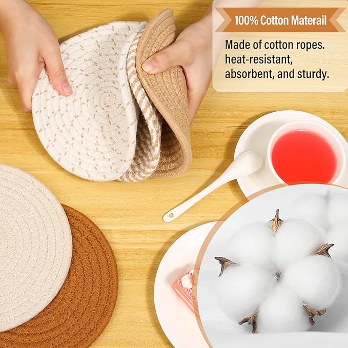Tidponra Trivet Mats Set for Hot Dishes, 5 Heat Resistant Pot Holders for - Image 3