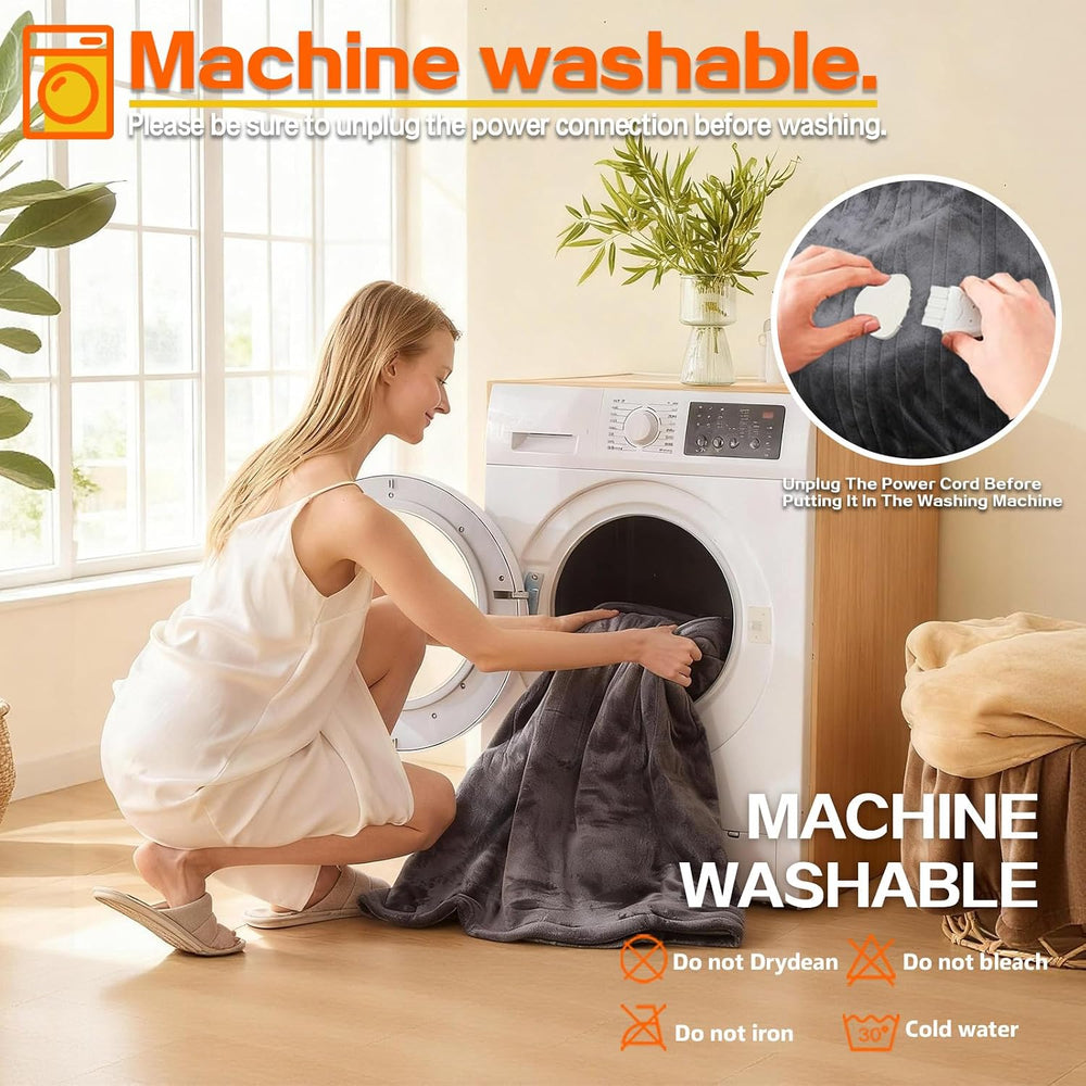 Electric Heated Blanket Queen Size 84''x90'' Machine Washable