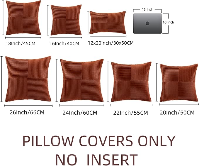 Fancy Homi 2 Packs Rust Decorative Throw Pillow Covers 20x20 Inch - Image 9