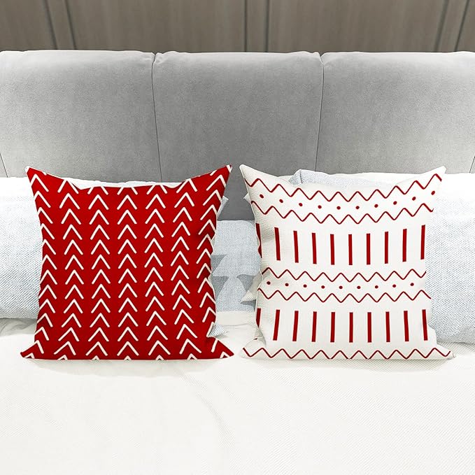 YCOLL Christmas Pillow Covers 16x16 Set of 4, Modern Sofa Throw Pillow Cover - Image 2