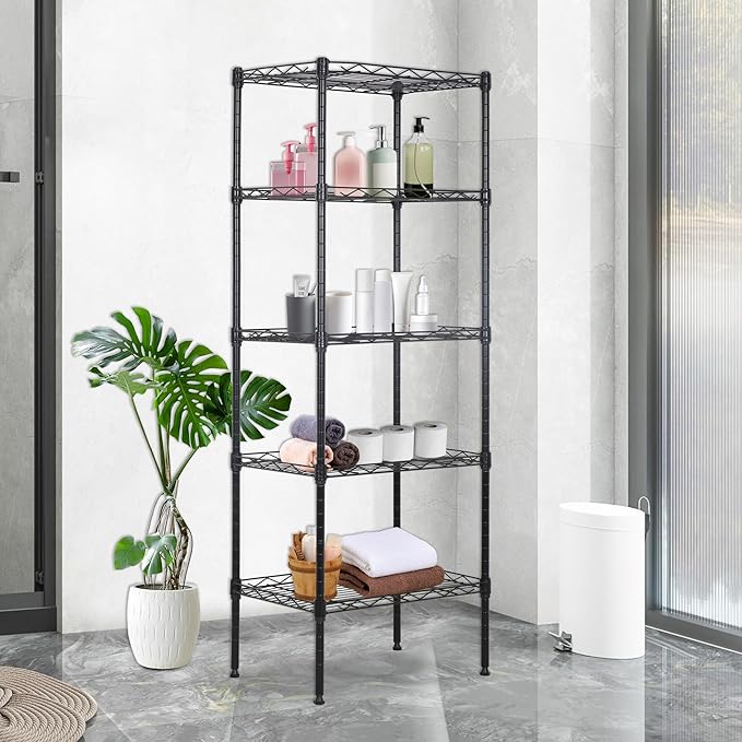 BestOffice | 5-Tier Wire Storage Shelves | 17x12x48 | Black | - Image 2