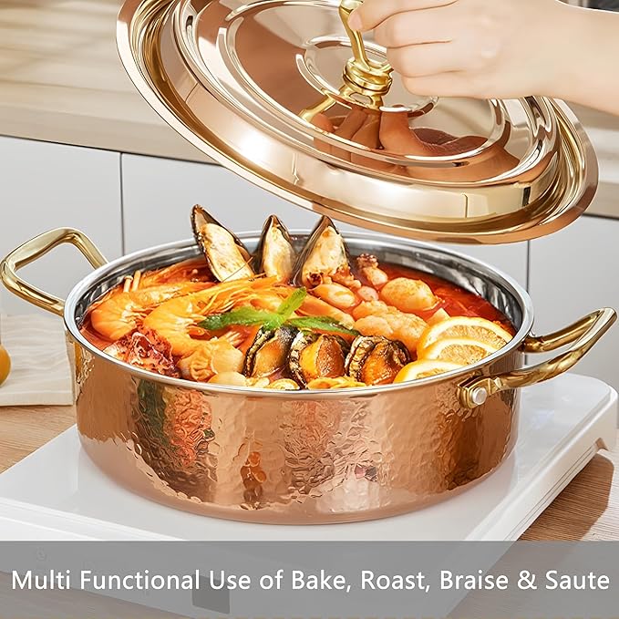 YJX 4.2QT Hammered Stock Pot - Image 2