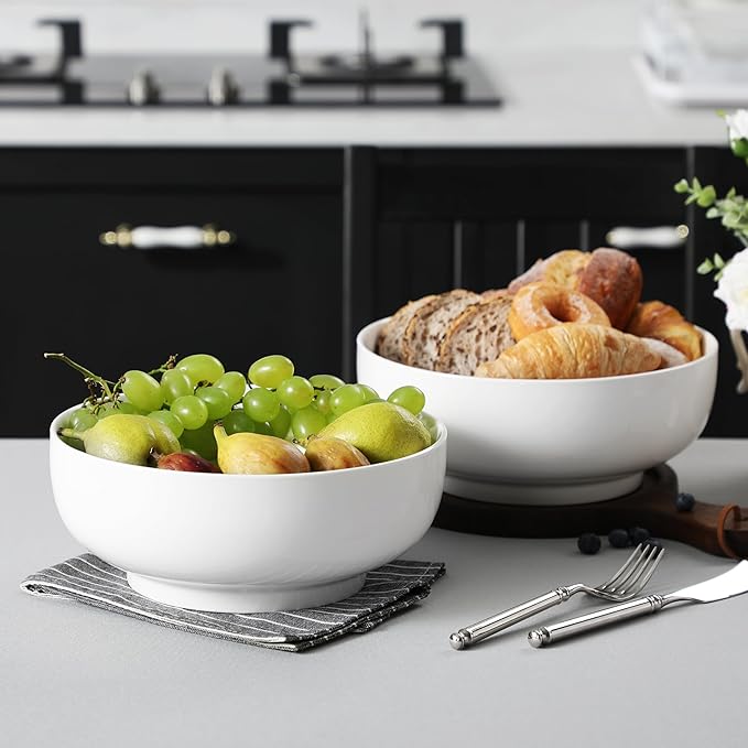 MALACASA Serving Bowls, 114 OZ Extra Large Salad Bowls Set of 2, Porcelain - Image 7