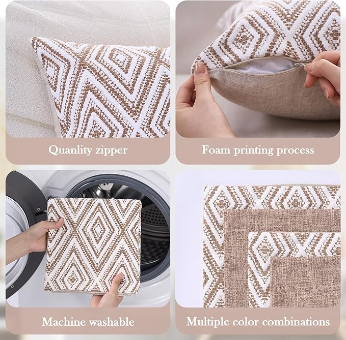 HPUK Decorative Throw Pillow Covers Set of 4 Couch Pillows Linen Cushion Cover - Image 4