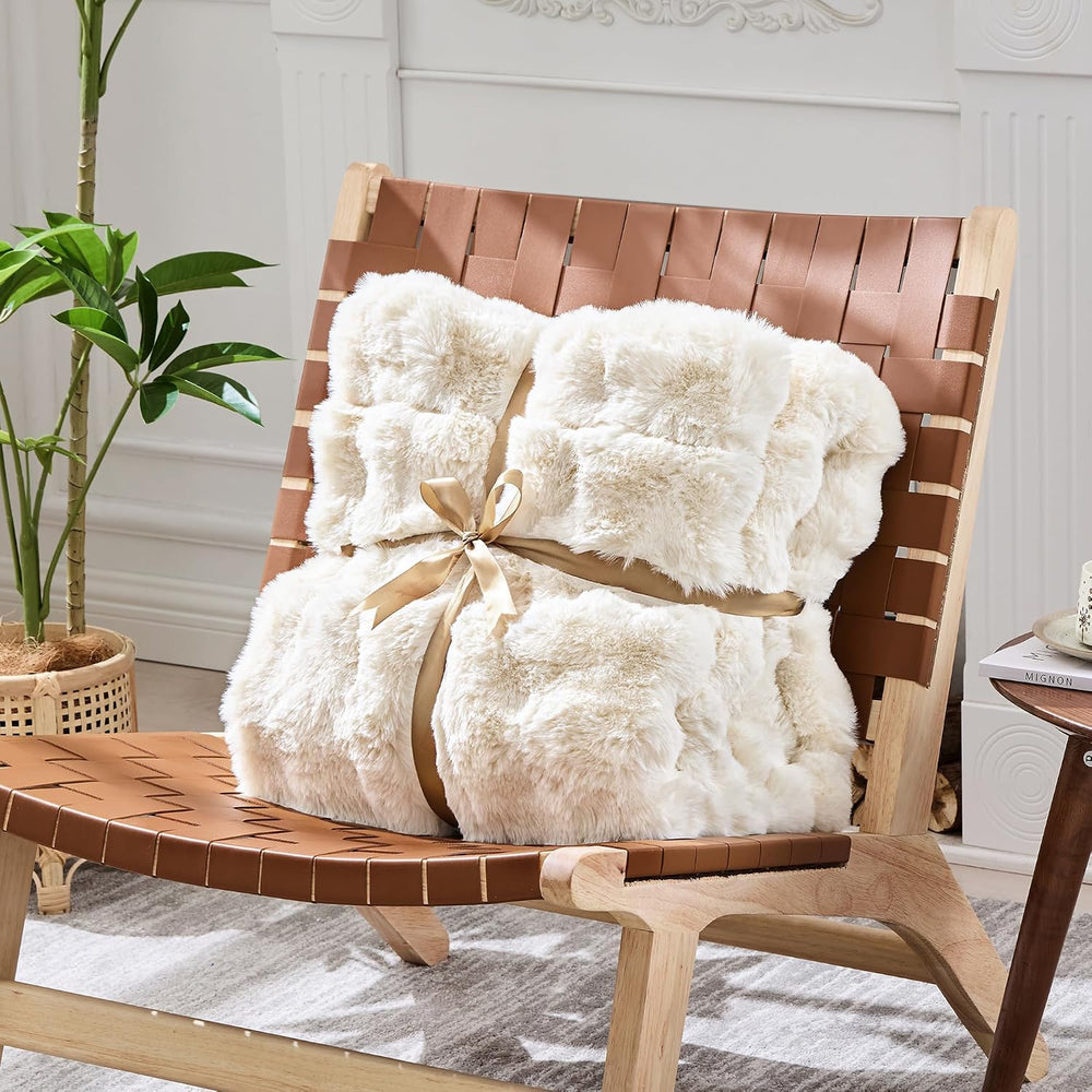 NORD ECO Luxury 1000GSM Faux Rabbit Fur Throw Blanket, Super Heavy Warm Cozy ...