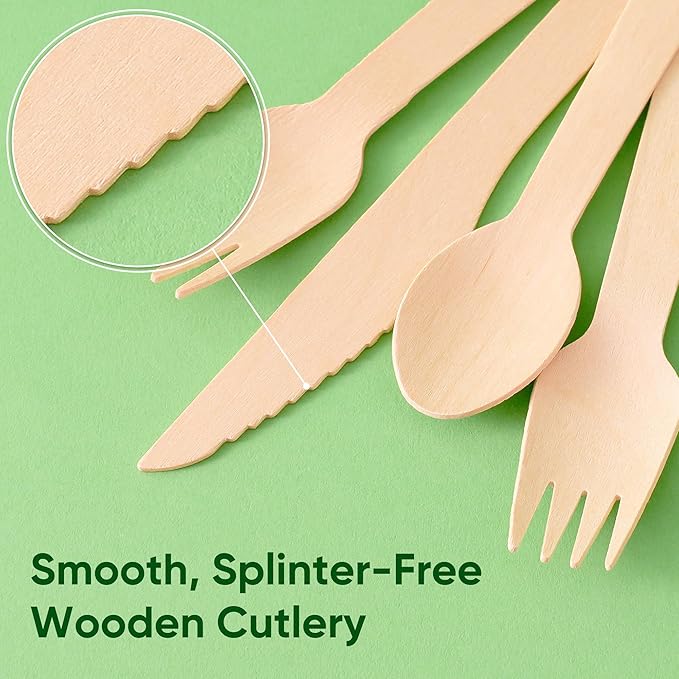 Disposable Wooden Utensils Set, Compostable Utensils, Disposable Cutlery - Image 6