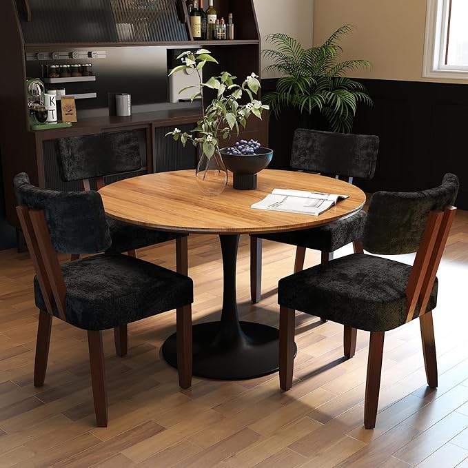 GOTMINSI Mid Century Modern Dining Chairs,Velvet Farmhouse Upholstered Kitche...