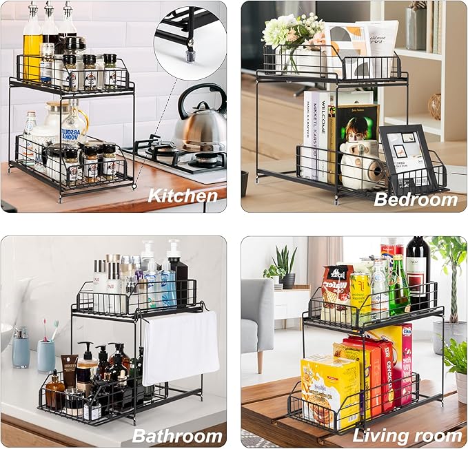 SUEH DESIGN Under Sink Organizer, 2 Tier Bathroom Cabinet Organizer Metal - Image 8