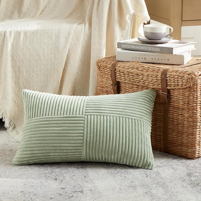 Fancy Homi 2 Packs Sage Green Lumbar Decorative Throw Pillow Covers 20x28 Inch - Image 2