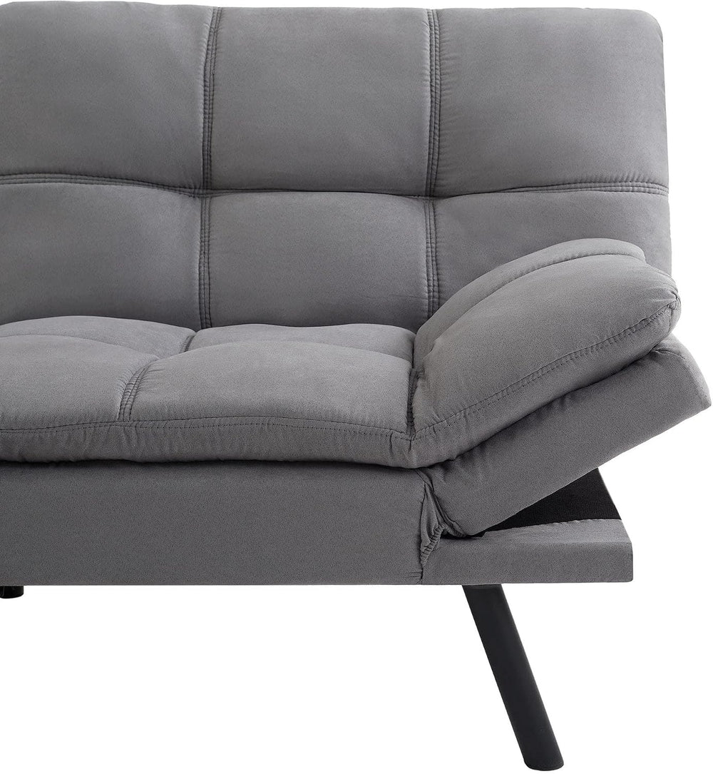 FIOXA Memory Foam Futon, Black Faux Suede Fabric (Color : Gray)