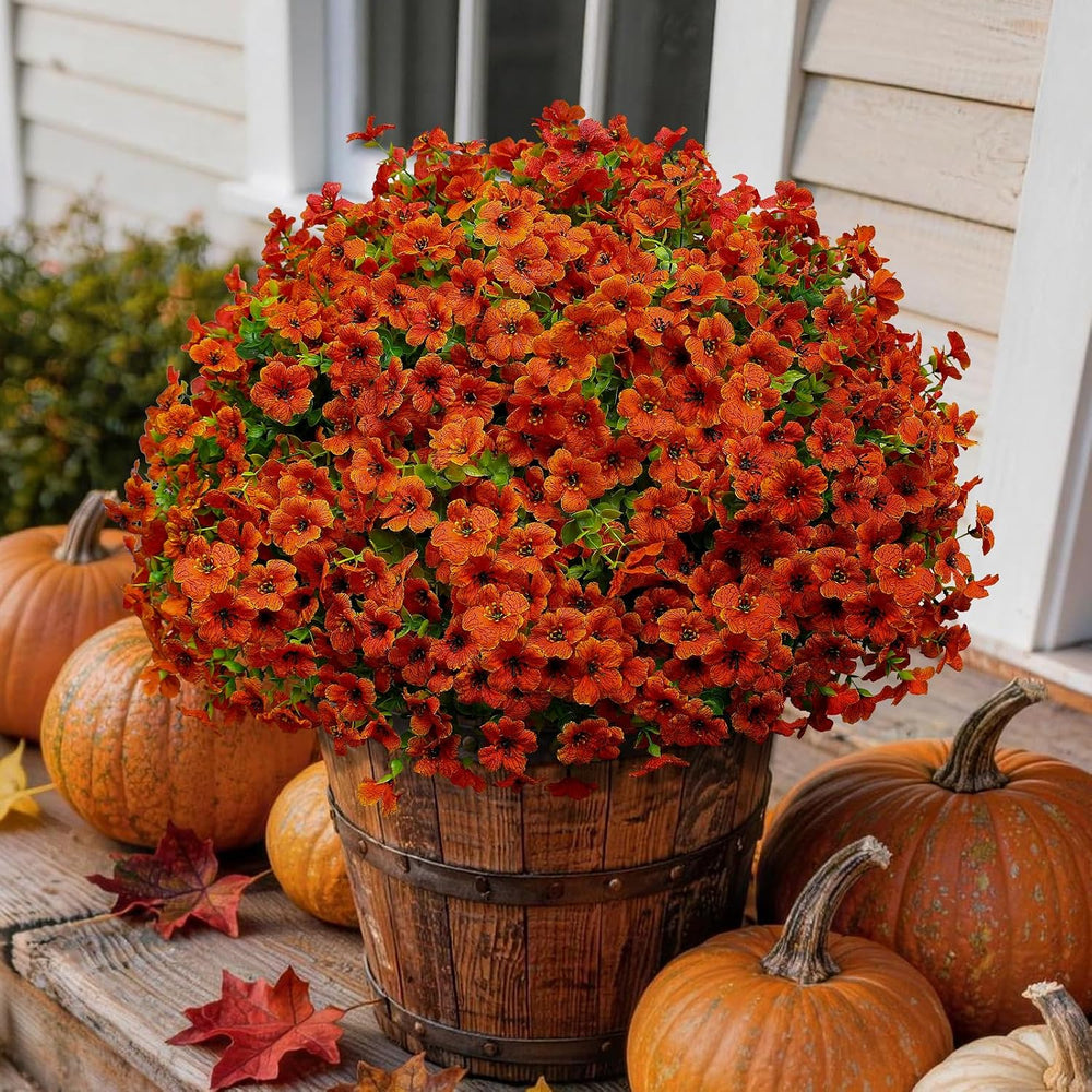 Artificial Fall Mums Outdoor Flowers, UV Resistant Faux Autumn Daisy Plants, ...