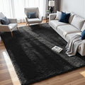 8x10 Area Rugs for Living Room Rug: Soft Fluffy Shag Black Rugs for Bedroom by CarpetAddColortoYourLife