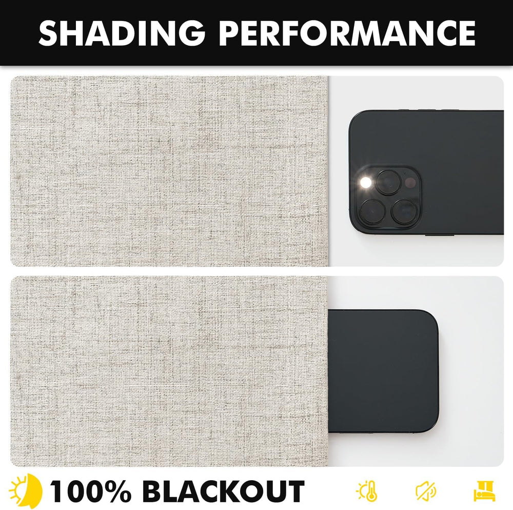 MIULEE 100% Blackout Linen Curtains for Bedroom 42 x 84 Inch Birch 2 Panels