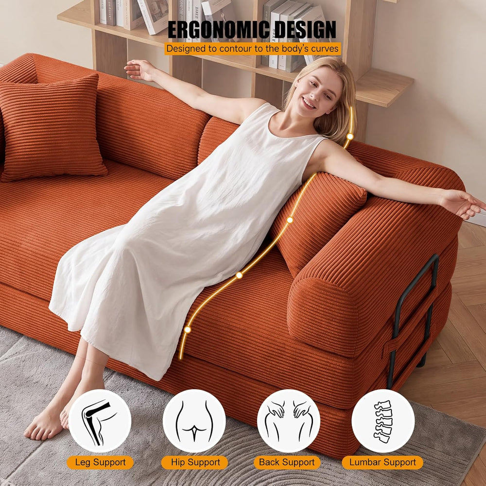 79" Convertible Sofa Bed Set, 4 in 1 Boneless Couch for Living Room