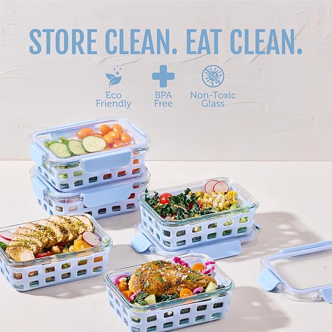 Ello Duraglass 3.4 Cup Meal Prep Sets 10Pc, 5 Pack Set- Glass Food Storage - Image 2