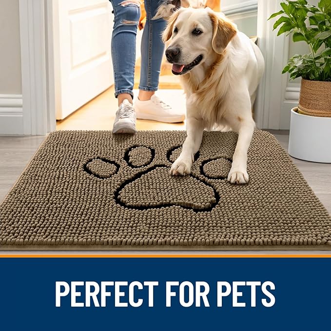 OLANLY Dog Door Mat for Muddy Paws 24x16, Paw Print Design, Absorbs Moisture - Image 6