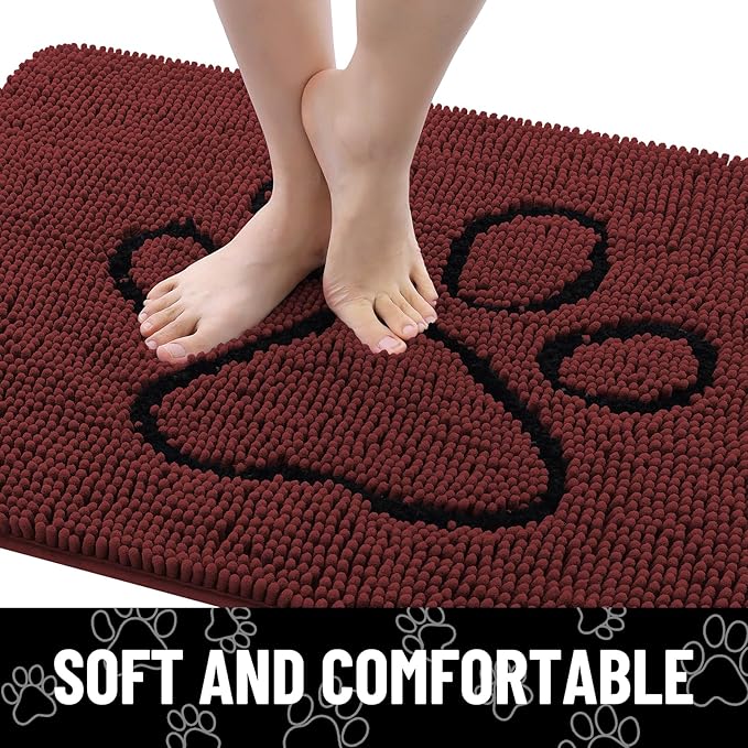 Smiry Dog Door Mat for Muddy Paws, Absorbent Dirt Trapper Non Slip Quick Dry - Image 3