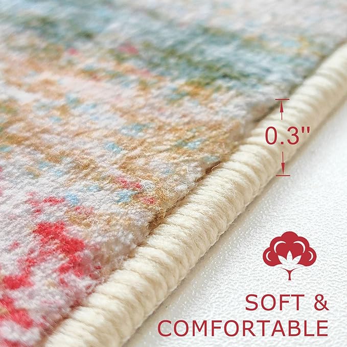 KOZYFLY Washable Area Rug 5x7 Modern Ombre Thin Rugs - Image 2