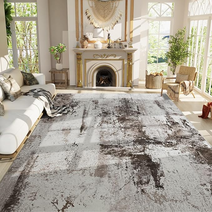 Living Room Rug 9x11 Coffee Area Rugs Machine Washable Abstract Boho Large Rug by OmpaaHomeDecor