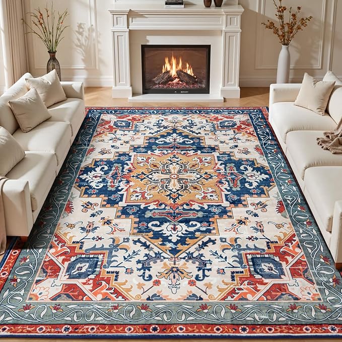 Rugflix 8x10 Area Rug for Living Room, Machine Washable Area Rugs by RugflixAreaRugs