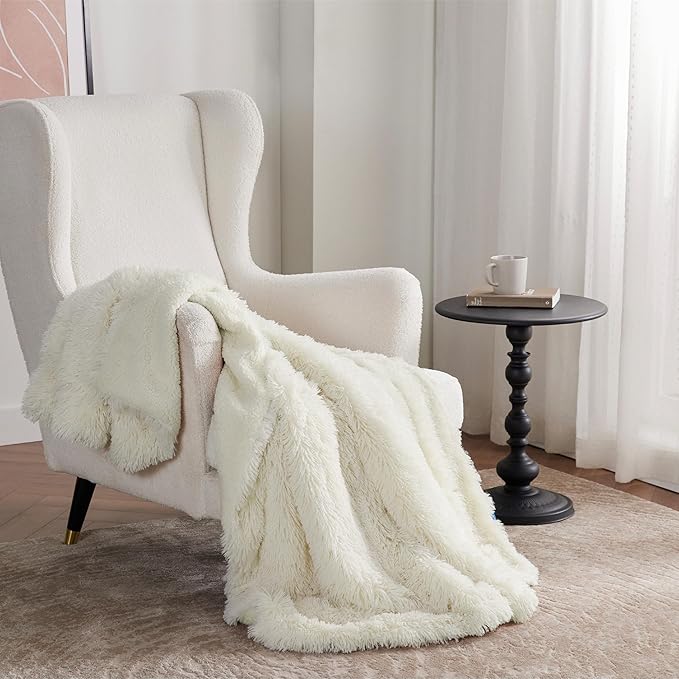 Bedsure GentleSoft Fluffy Cream Throw Blanket Decorative Blankets - Image 6