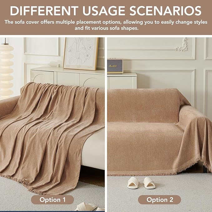 Couch Cover for Dogs, Boho Sofa Covers for 3 Cushion Couch, Chenille Sofa - Image 6