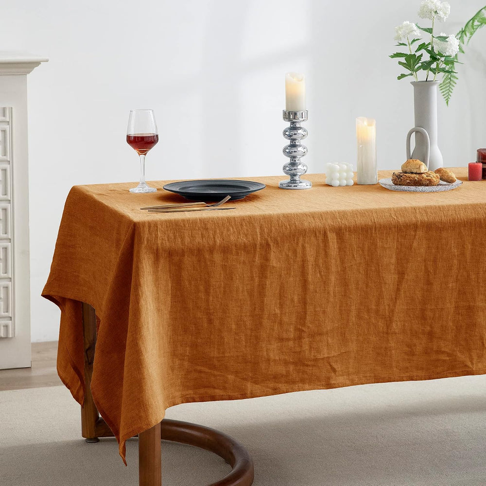 EVERLY 100% Pure Linen Rectangle Tablecloths 60x84Inches for Dining,Buffet Pa...
