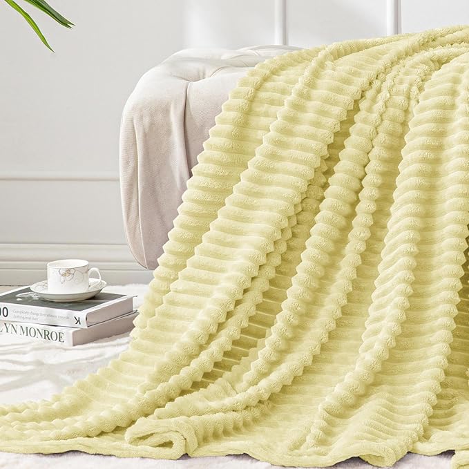 BEDELITE Fleece Blanket Twin Size – 3D Ribbed Jacquard Soft and Warm Decorative by BEDELITE