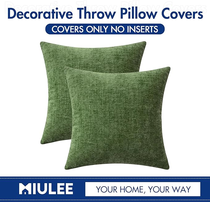 MIULEE Pack of 2 Couch Throw Pillow Covers 16x16Inch Soft Moss Green Spring - Image 6