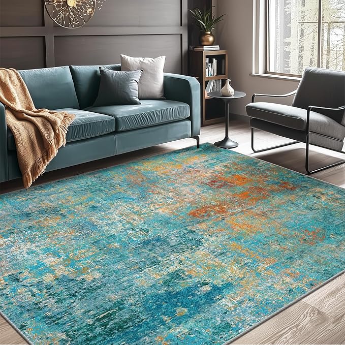 Washable Area Rugs 5'x7' Non-Slip Modern Abstract Soft - Image 3