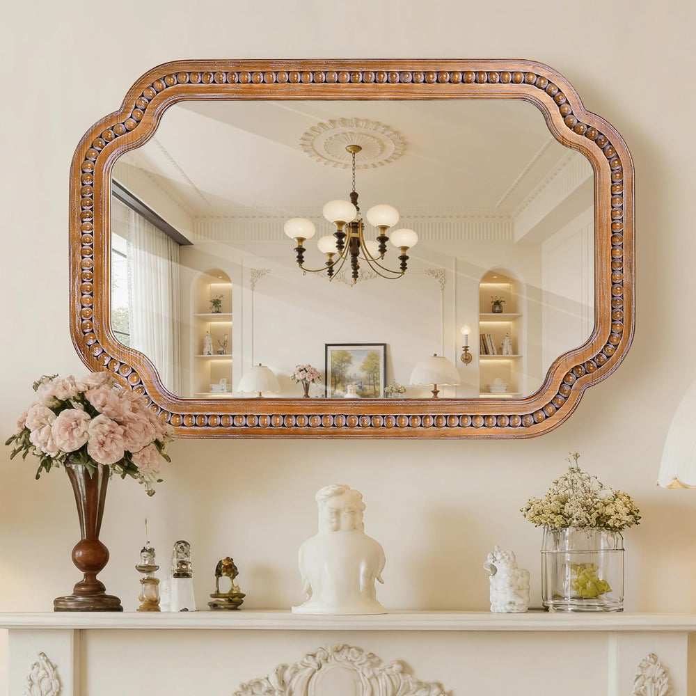24x36 Inch Farmhouse Beaded Wall Mirror