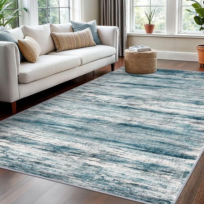 KOZYFLY Washable Area Rug 5x7 Modern Ombre Living Room Thin Rug Non-Slip Soft by KOZYFLY