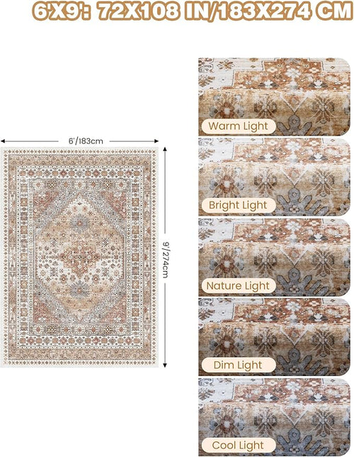 6x9 Area Rugs for Living Room, Soft Low Pile Indoor Washable Rugs for Bedroom - Image 2