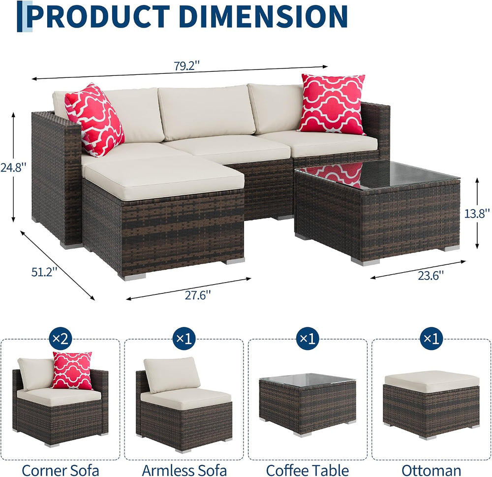 GAOMON 5-Piece All-Weather Patio Furniture Set, Convertible Outdoor Sectional...