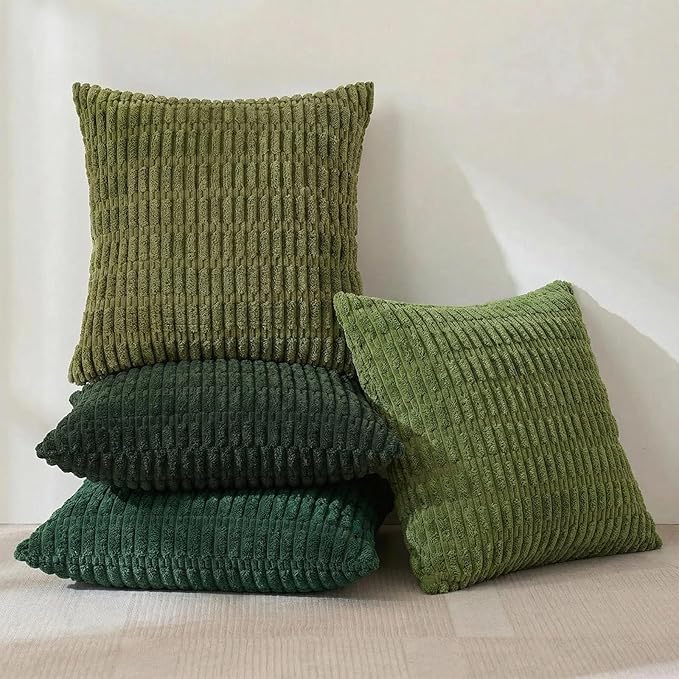 Fancy Homi Set of 4 Green Winter Decorative Throw Pillow Covers 14x14 Inch - Image 2