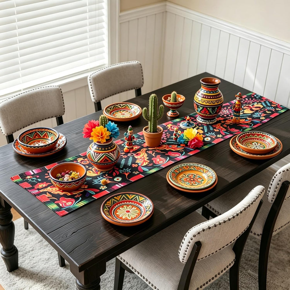 15 Pack Mexican Theme Halloween Table Runners 72×13in Cinco de Mayo Bird Dia ...
