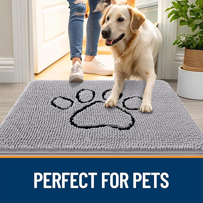 OLANLY Dog Door Mat for Muddy Paws 30x20, Paw Print Design, Absorbs Moisture - Image 6