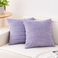 Pack of 2 Corduroy Decorative Throw Pillow Covers 18x18 Inch Soft Striped by Unknown