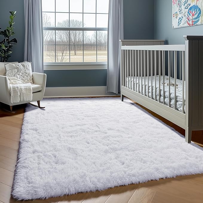 ONASAR White 6x9 Area Rugs for Living Room Bedroom, Large Fluffy Bedside Throw - Image 5