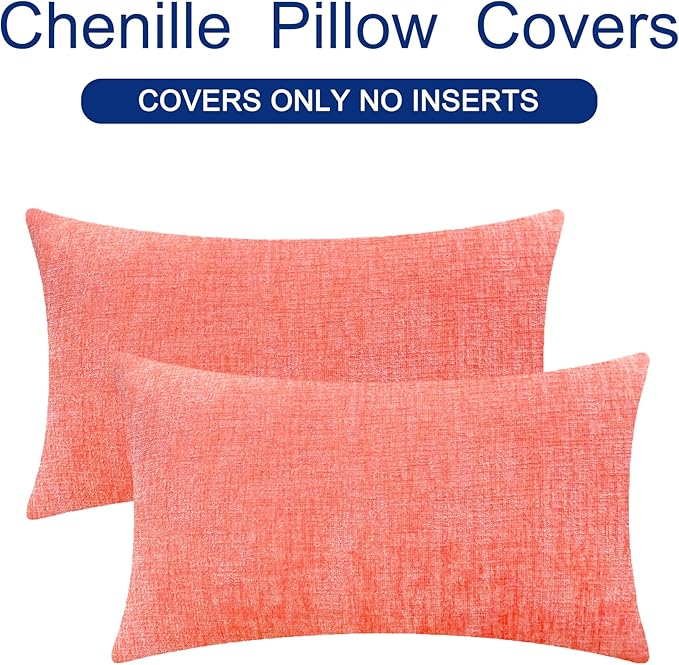 CaliTime Throw Pillow Covers Decorative 12 X 20 Inches Pack of 2 Cozy Chenille - Image 6