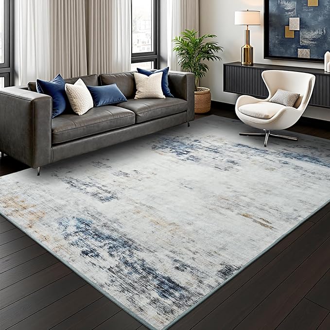 Toneed Abstract Area Rug 5x7 Modern Washable Rug Soft Non Slip Rug Low Pile by Toneed