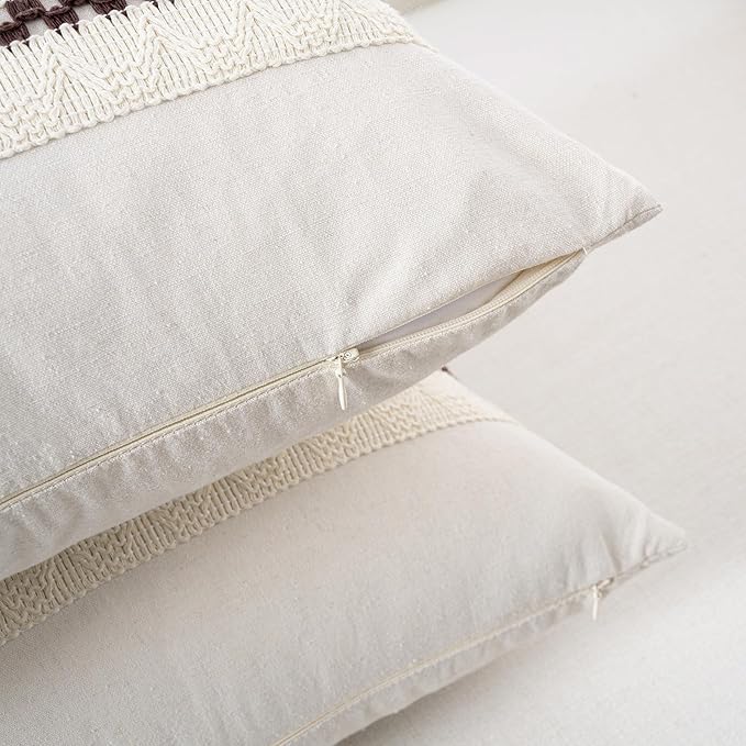 Fancy Homi Set of 1 Boho Brown Decorative Throw Pillow Cover 18x18 Inch - Image 3