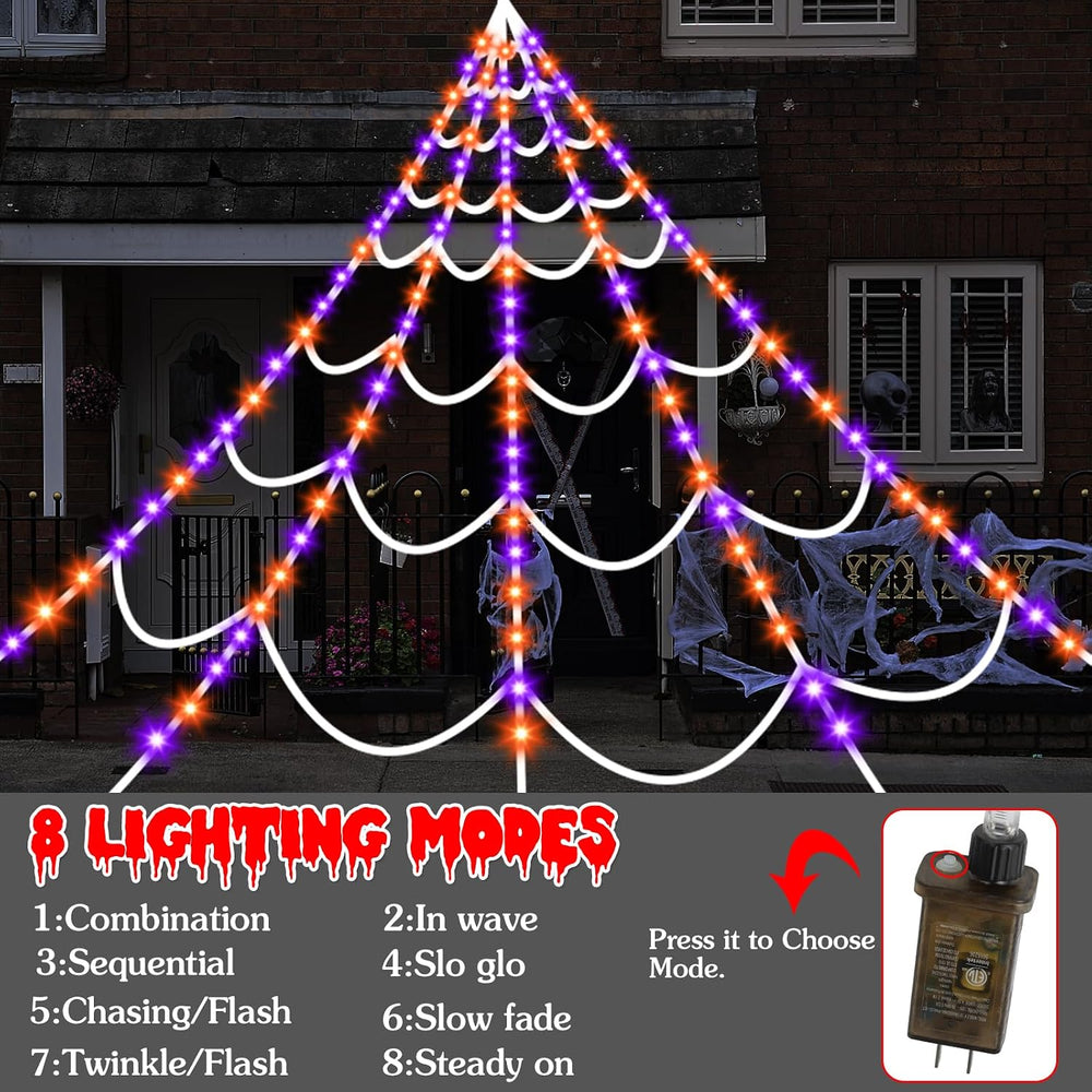 Halloween Decorations Outdoor Spider Web: Giant Light Up Spider Web Decor