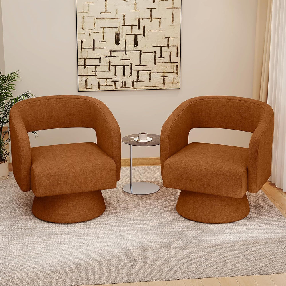 Nebuaegis Swivel Accent Chair Set of 2, Modern Comfy Chenille Barrel Chairs, ...