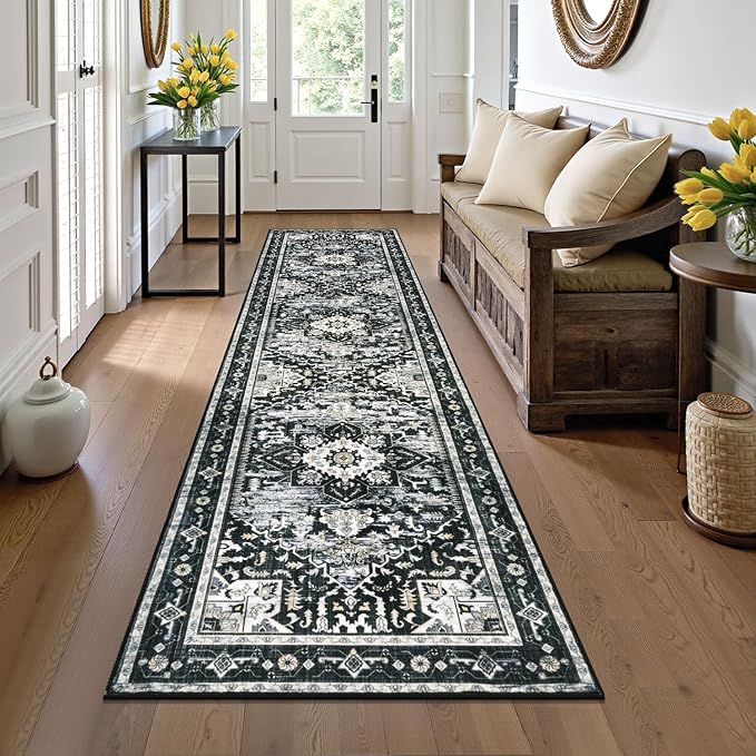 Yamaziot Washable Runner Rug, 2x8 Non-Slip Boho Vintage Hallway Rug Runner by Yamaziot