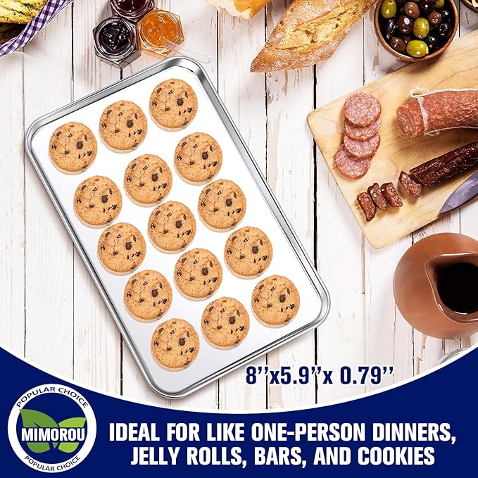 Mimorou 12 Pcs Baking Sheet Stainless Steel Cookie Sheet Small Metal Pans
