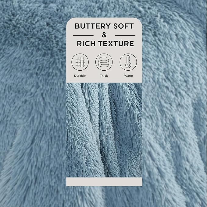 Bedsure GentleSoft Fluffy Light Blue Blankets Queen Size - Image 2